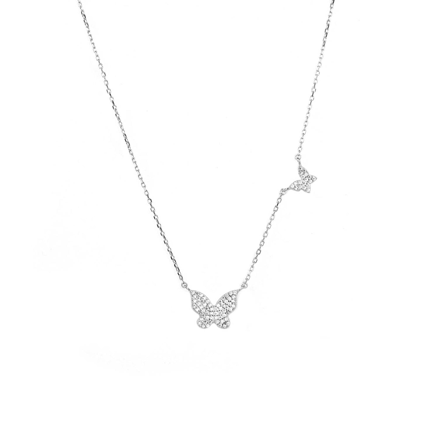 Sterling double butterfly necklace: Sterling silver