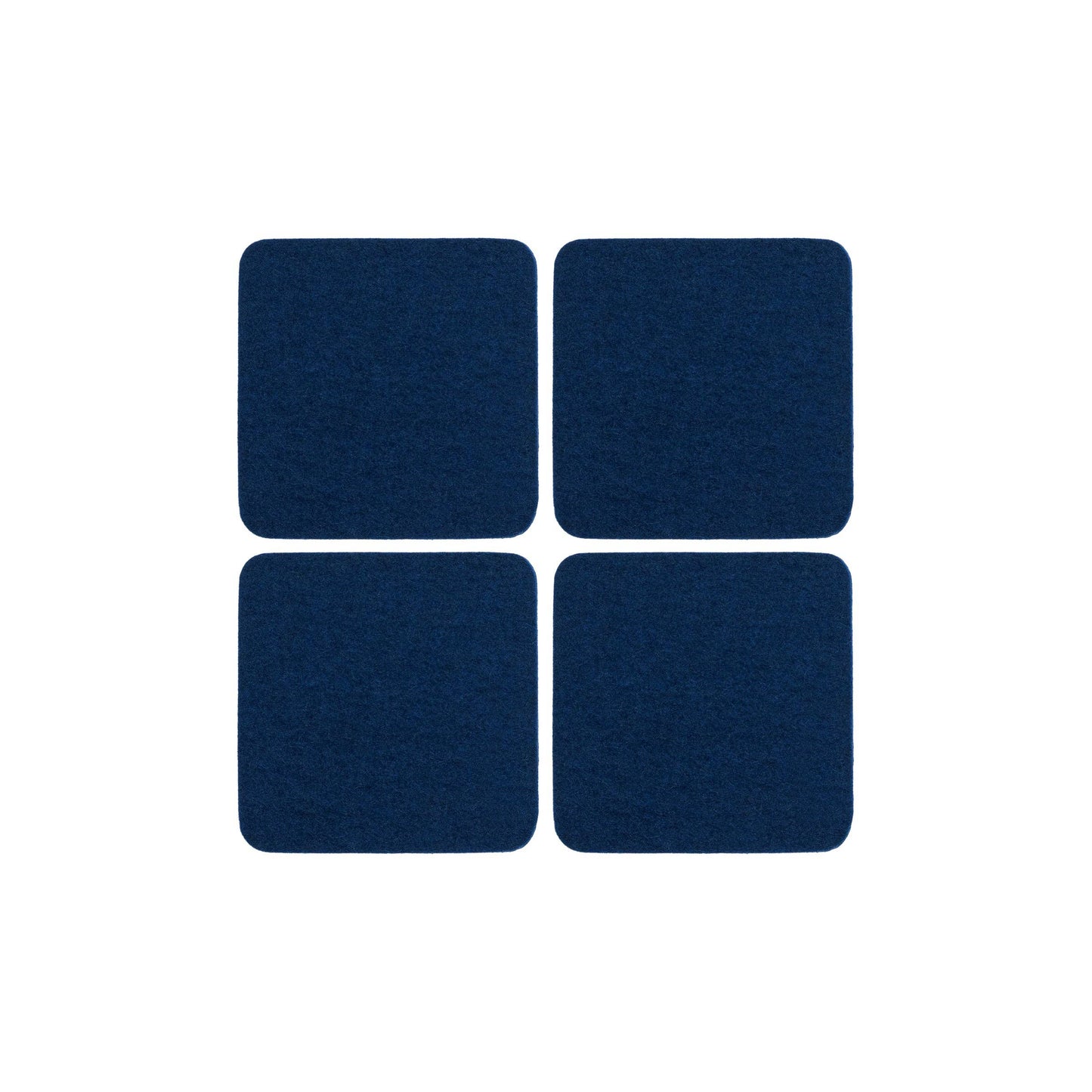 Bierfilzl Merino Wool Felt Square Coaster Solid 4 Pack: Marine