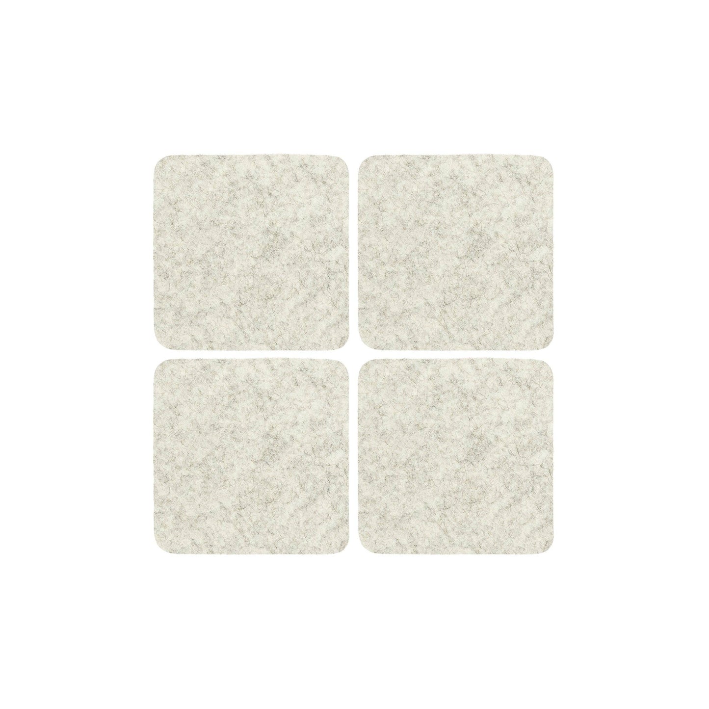 Bierfilzl Merino Wool Felt Square Coaster Solid 4 Pack: Heather White