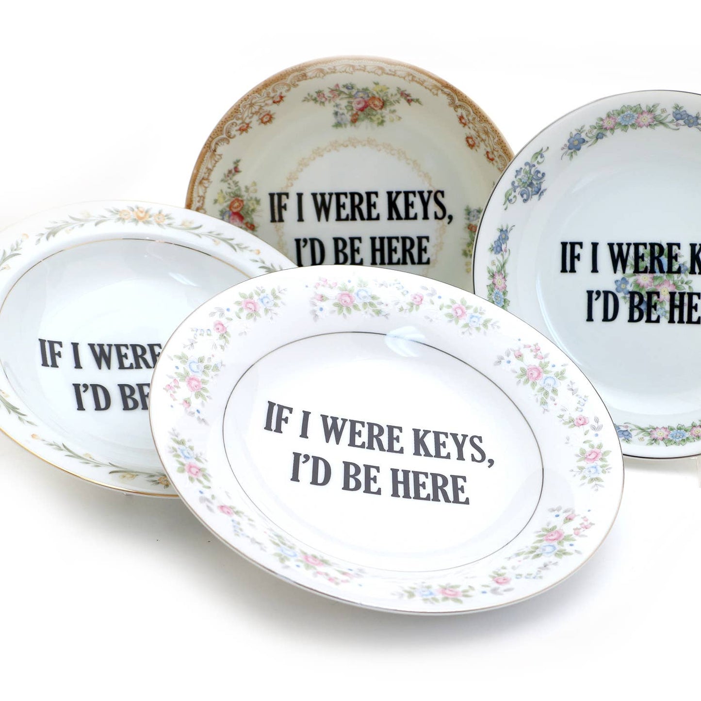Vintage Upcycled 8" Key Bowl Program "If I Were Keys I'd..."