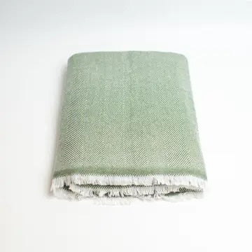 Green Cashmere Reversible Luxury Blanket Travel Throw 56X 90"