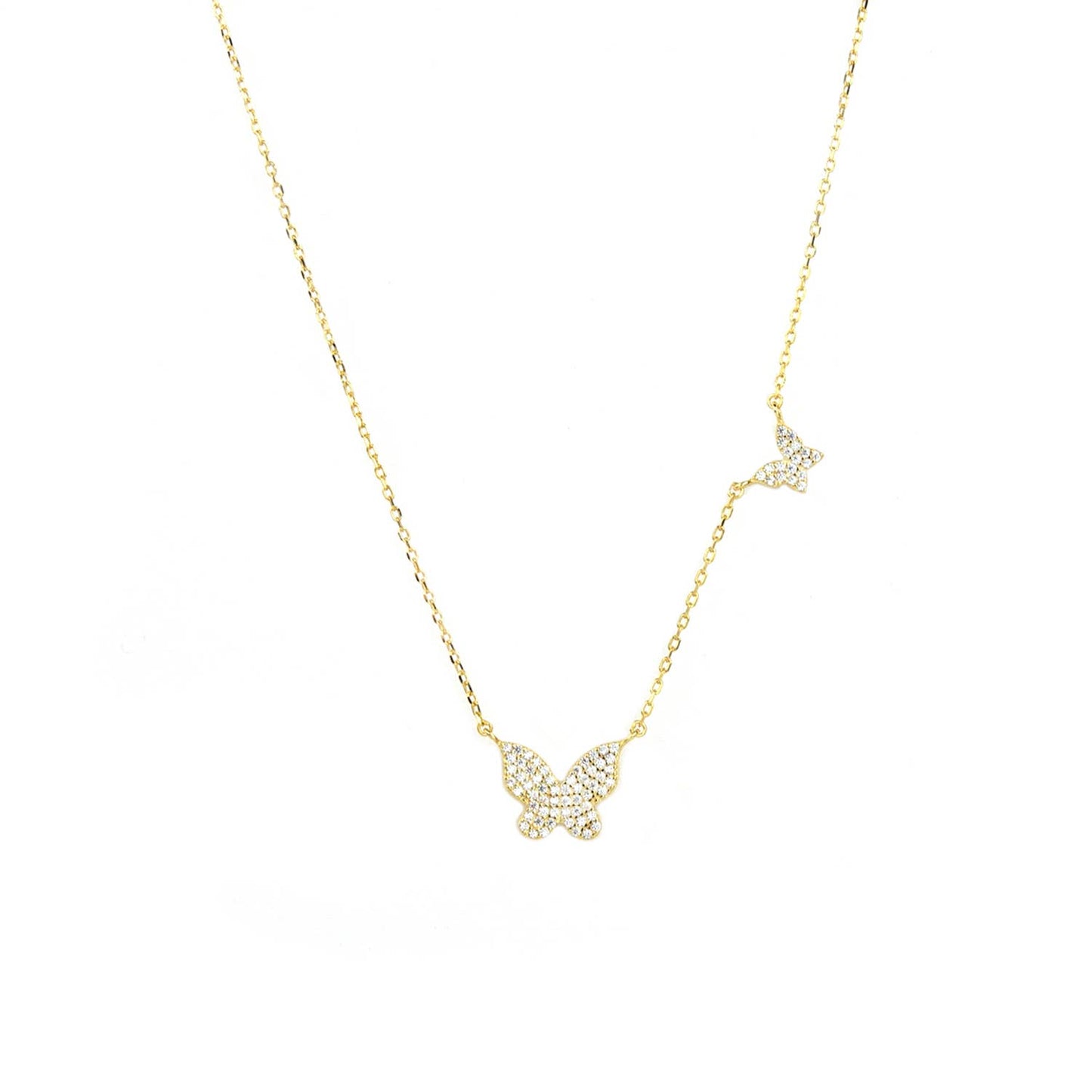 Sterling double butterfly necklace: Sterling silver