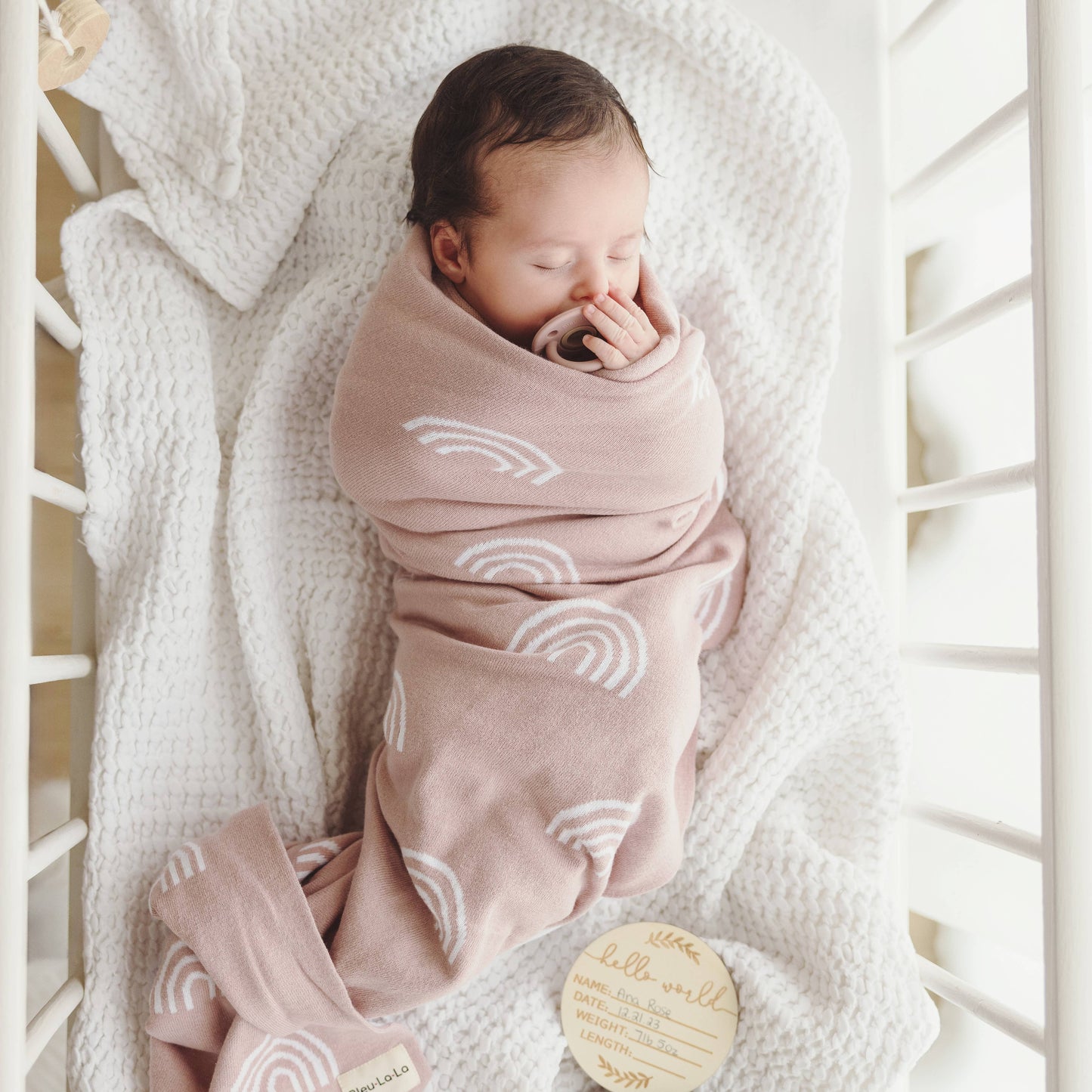 Receiving Baby Blanket - Rainbow: Pink