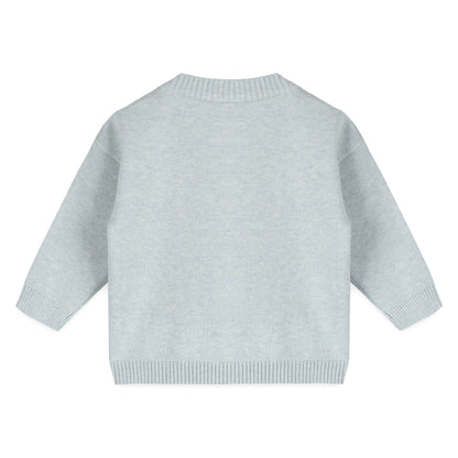 Airplane Applique Baby Knit Pullover & Pant Set (Organic): Blue Heather / 3-6M
