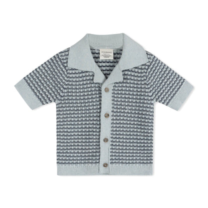 Miles Wave Textured Baby Shirt & Shorts Set (Organic Cotton): Blue Heather / 3-4T