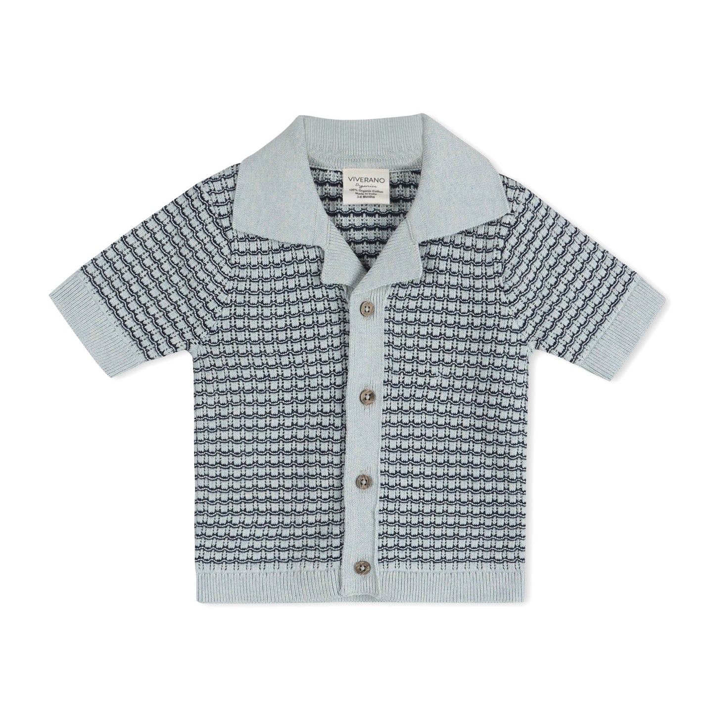 Miles Wave Textured Baby Shirt & Shorts Set (Organic Cotton): Blue Heather / 2-3T
