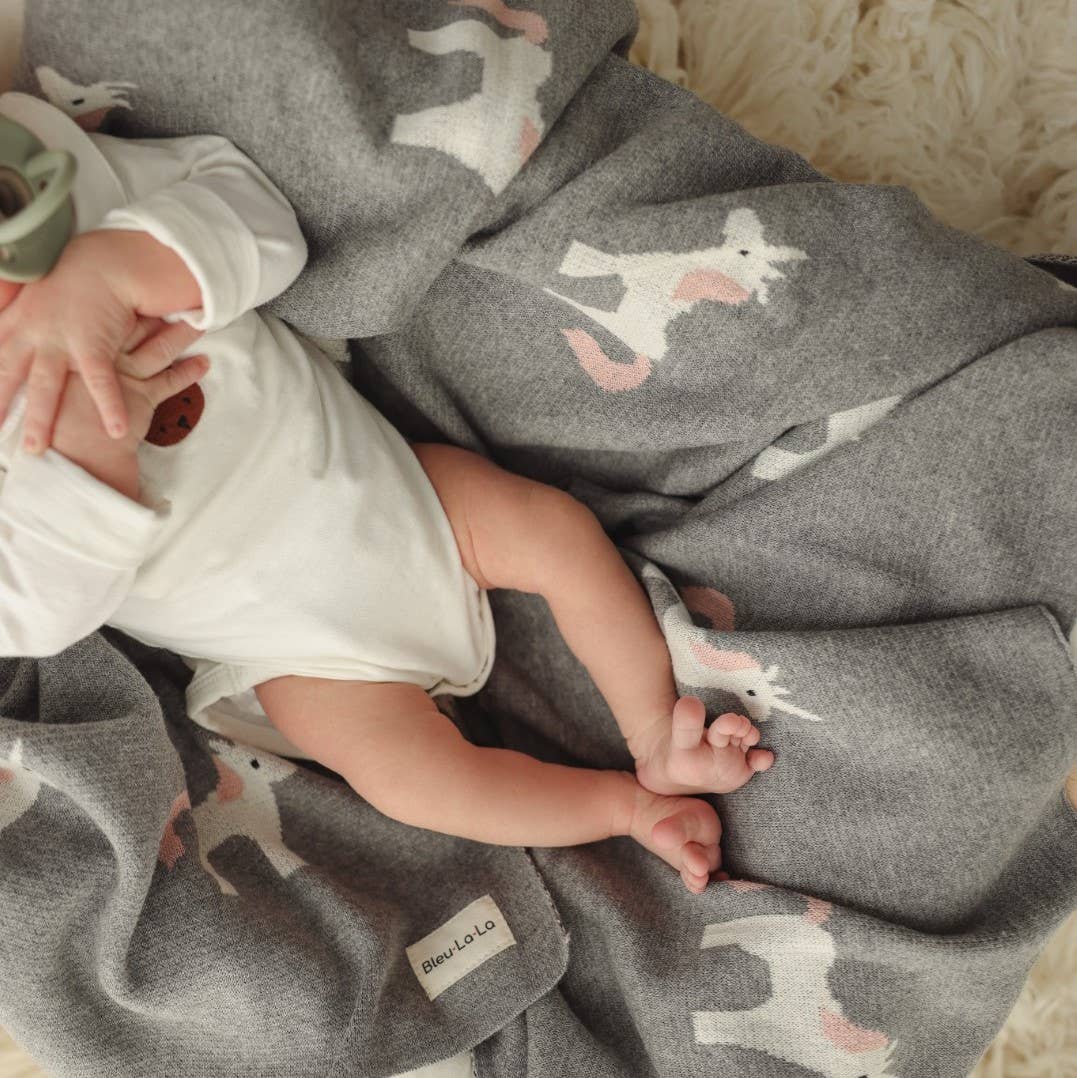 100% Luxury Cotton Swaddle Receiving Baby Blanket - Unicorn: Sage