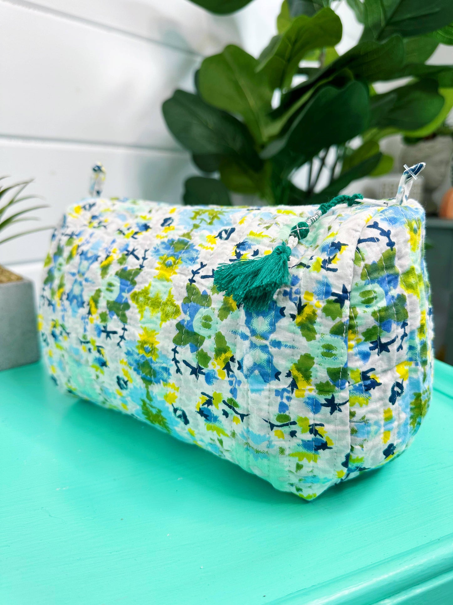 Cosmetics Bag | Quilted Makeup Bags | Toiletry Bag  | Aqua