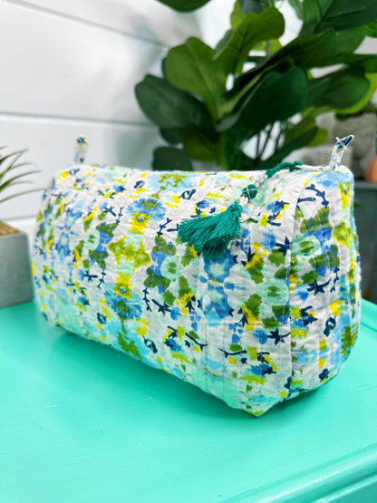 Cosmetics Bag | Quilted Makeup Bags | Toiletry Bag  | Aqua