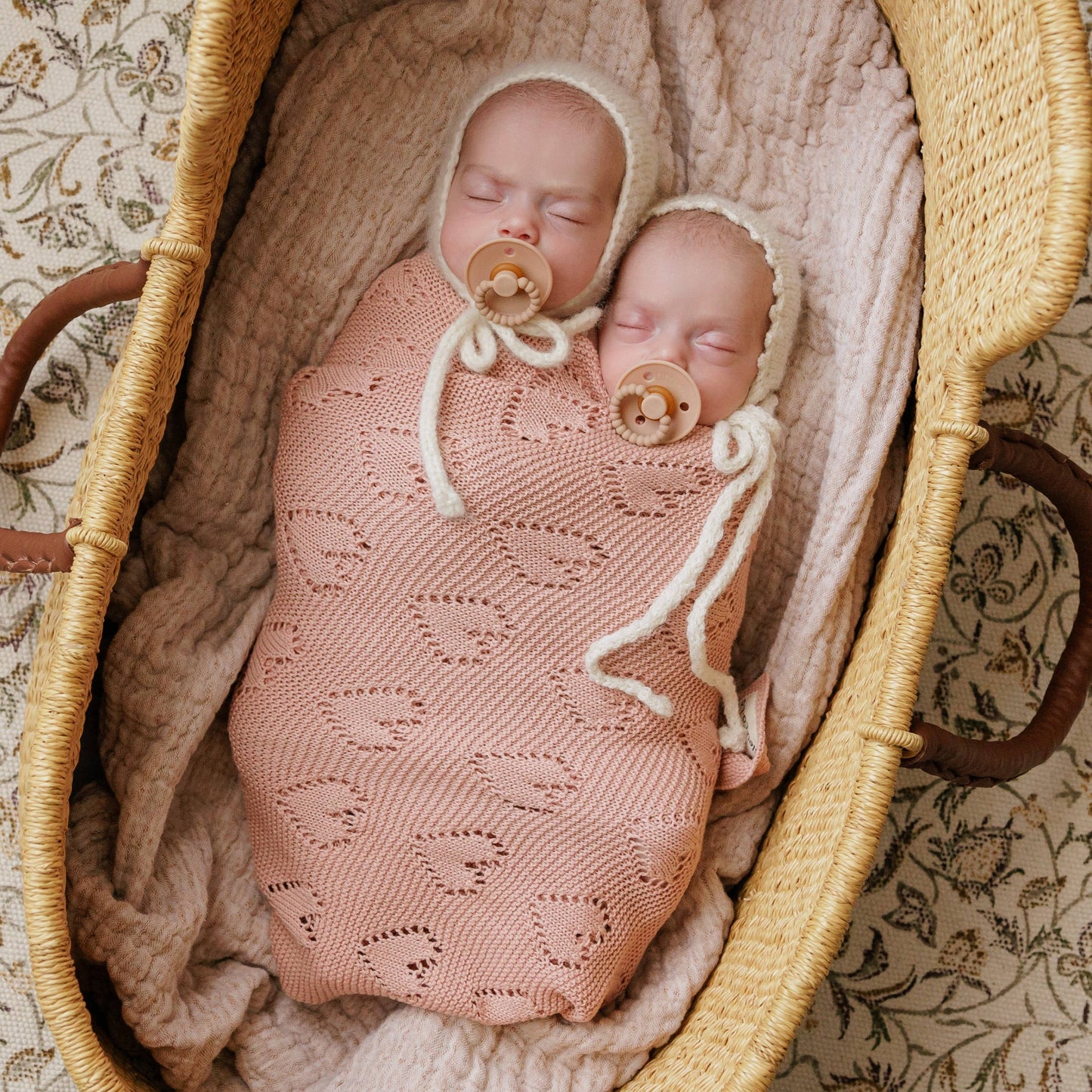 100% Luxury Cotton Receiving Swaddle Baby Blanket - Heart: Taupe