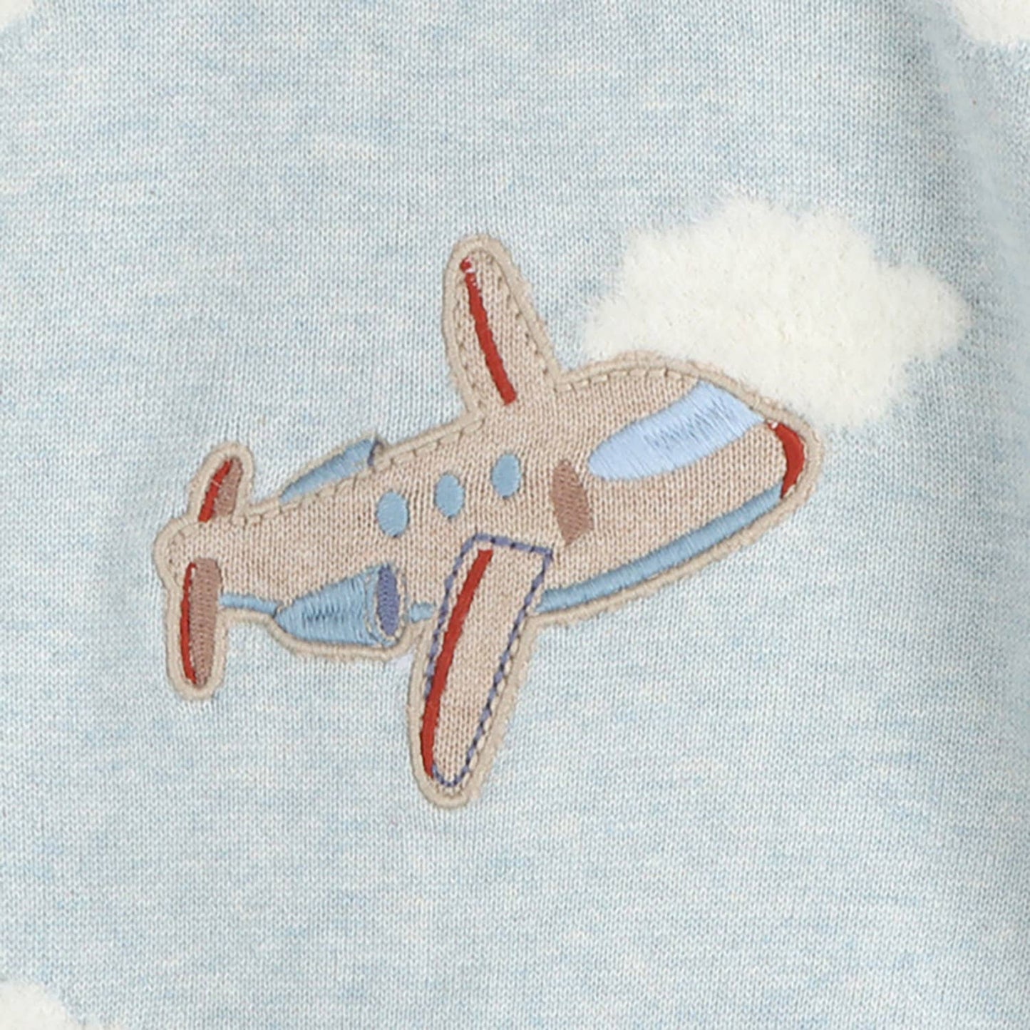 Airplane Applique Baby Knit Pullover & Pant Set (Organic): Blue Heather / 12-18M
