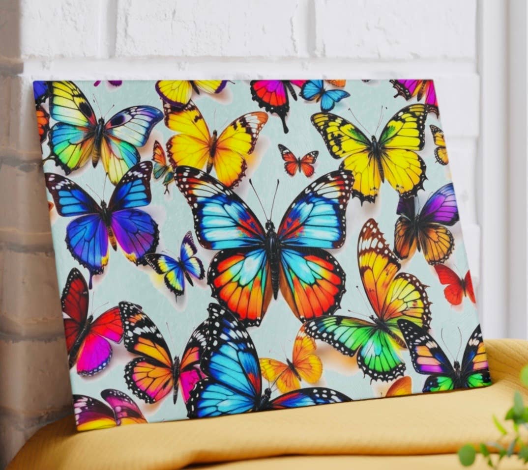 Butterfly Art  Cutting Board Charcuterie Board  