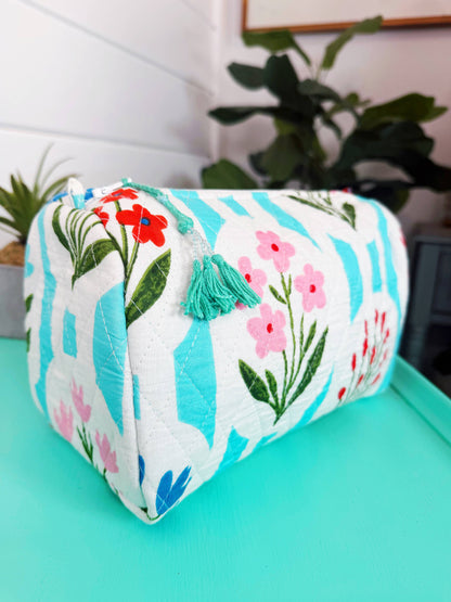 Quilted Toiletry Makeup Bags | Cosmetics Bag | Garden Party