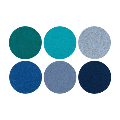 Bierfilzl Merino Wool Felt Round Coaster Multi 6 Pack: Ocean