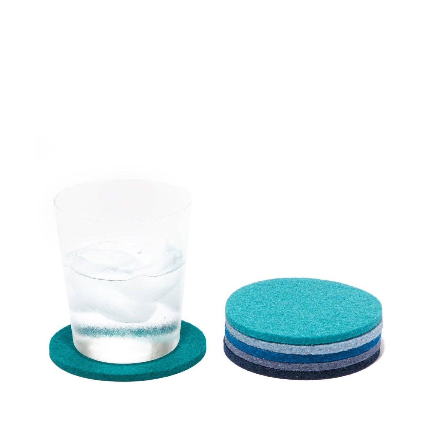 Bierfilzl Merino Wool Felt Round Coaster Multi 6 Pack: Ocean