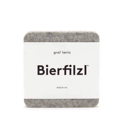 Bierfilzl Merino Wool Felt Square Coaster Solid 4 Pack: Granite