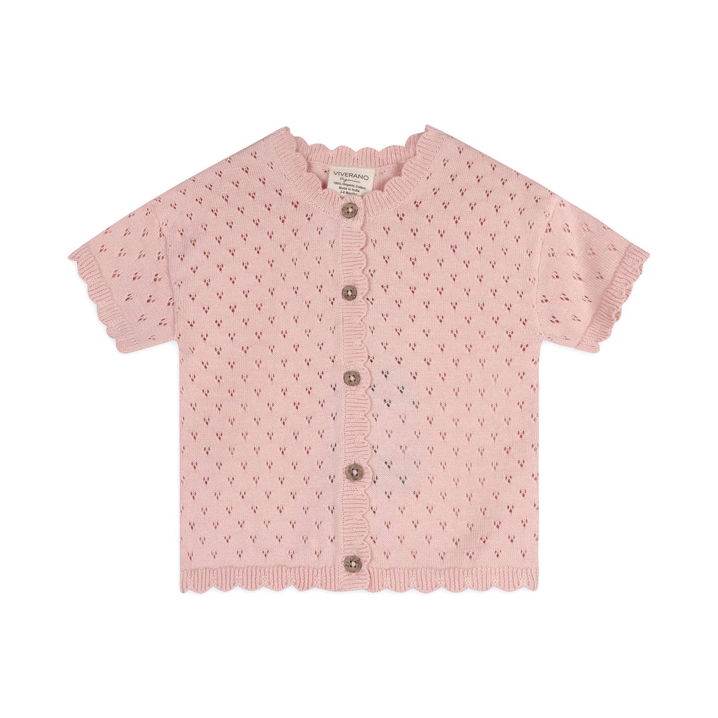 Emily Pointelle Baby Shirt & Shorts Set (Organic Cotton): Baby Pink / 3-6M
