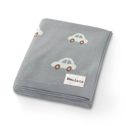 100% Luxury Cotton Receiving Swaddle Baby Blanket - Cars: Grey