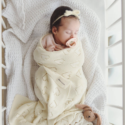 100% Luxury Cotton Receiving Swaddle Baby Blanket - Heart: Taupe