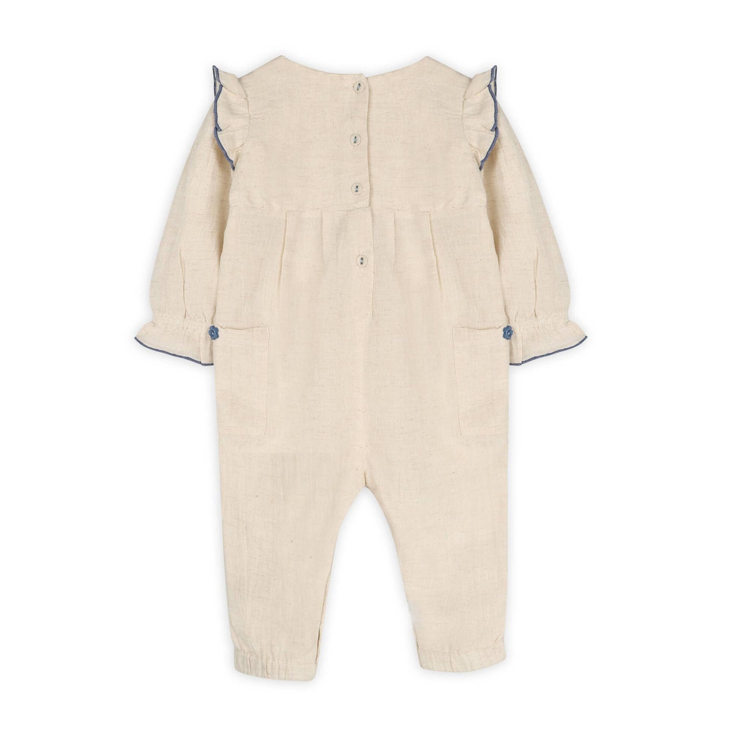 Atrani Embroidered Baby Romper & Headband (Organic): Natural / 3-6M