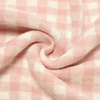 100% Luxury Cotton Swaddle Receiving Baby Blanket - Plaid: Beige