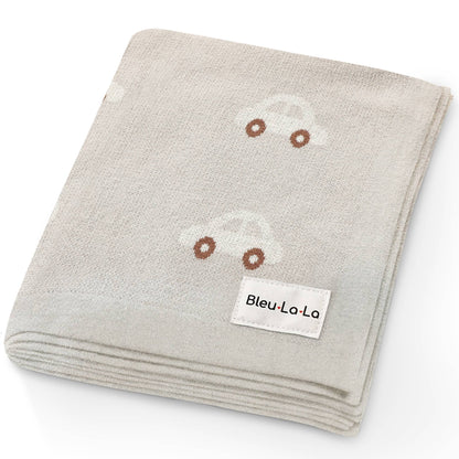 100% Luxury Cotton Receiving Swaddle Baby Blanket - Cars: Grey