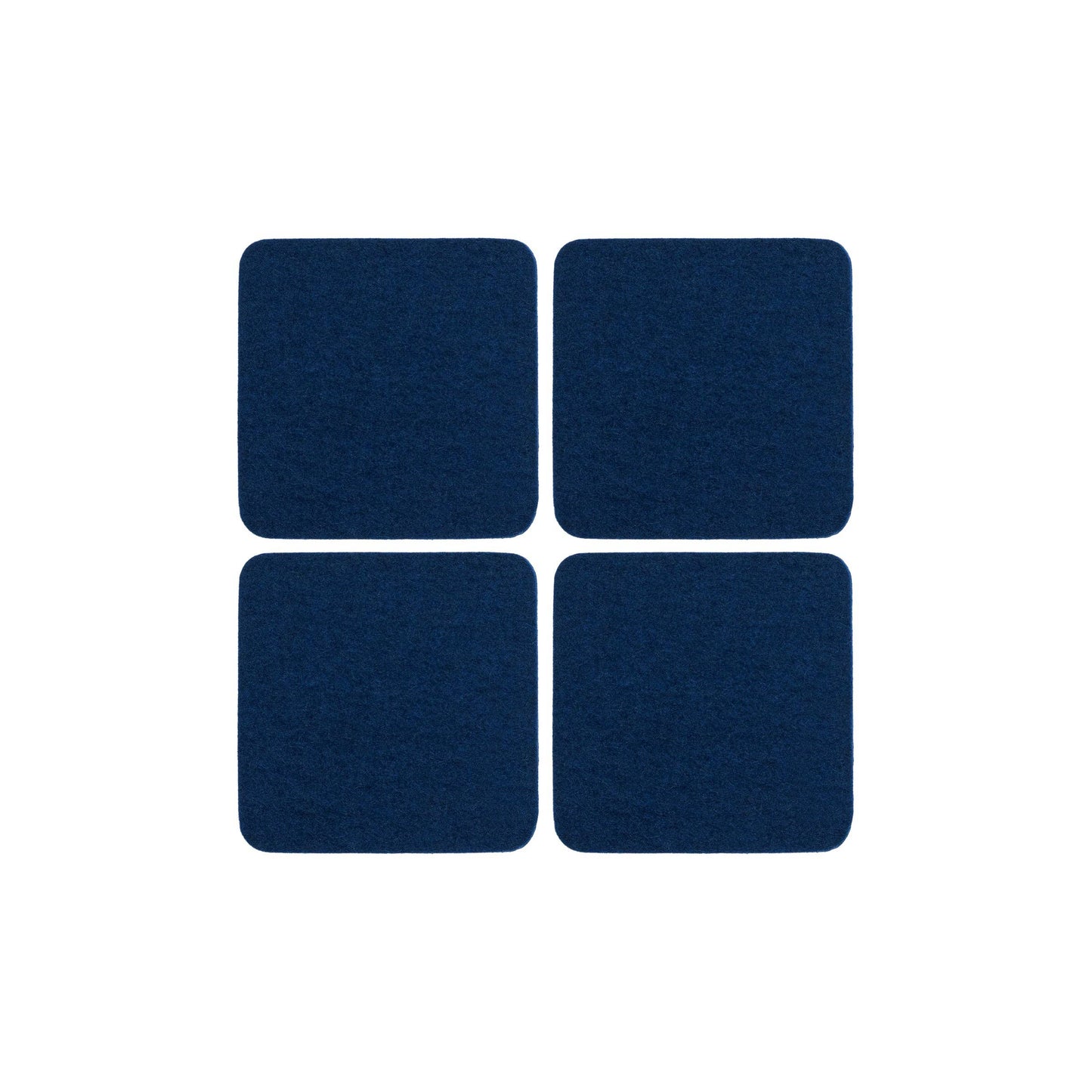 Bierfilzl Merino Wool Felt Square Coaster Solid 4 Pack: Marine