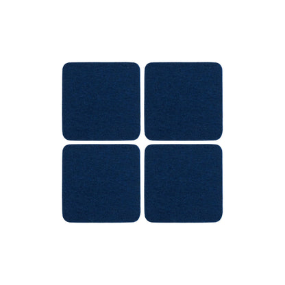 Bierfilzl Merino Wool Felt Square Coaster Solid 4 Pack: Marine