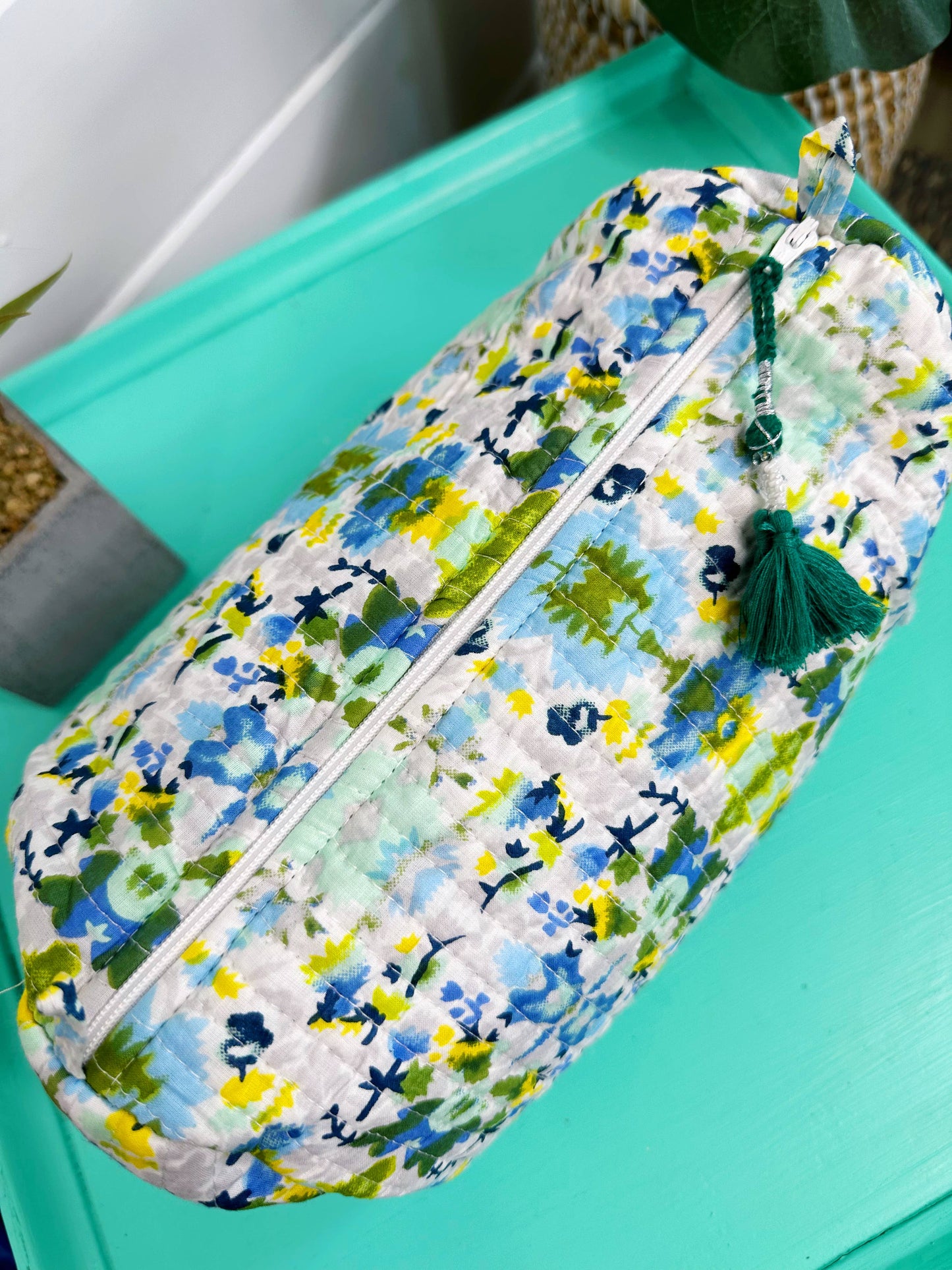 Cosmetics Bag | Quilted Makeup Bags | Toiletry Bag  | Aqua