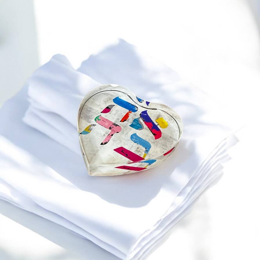 Ahava Crystal Heart Paperweight
