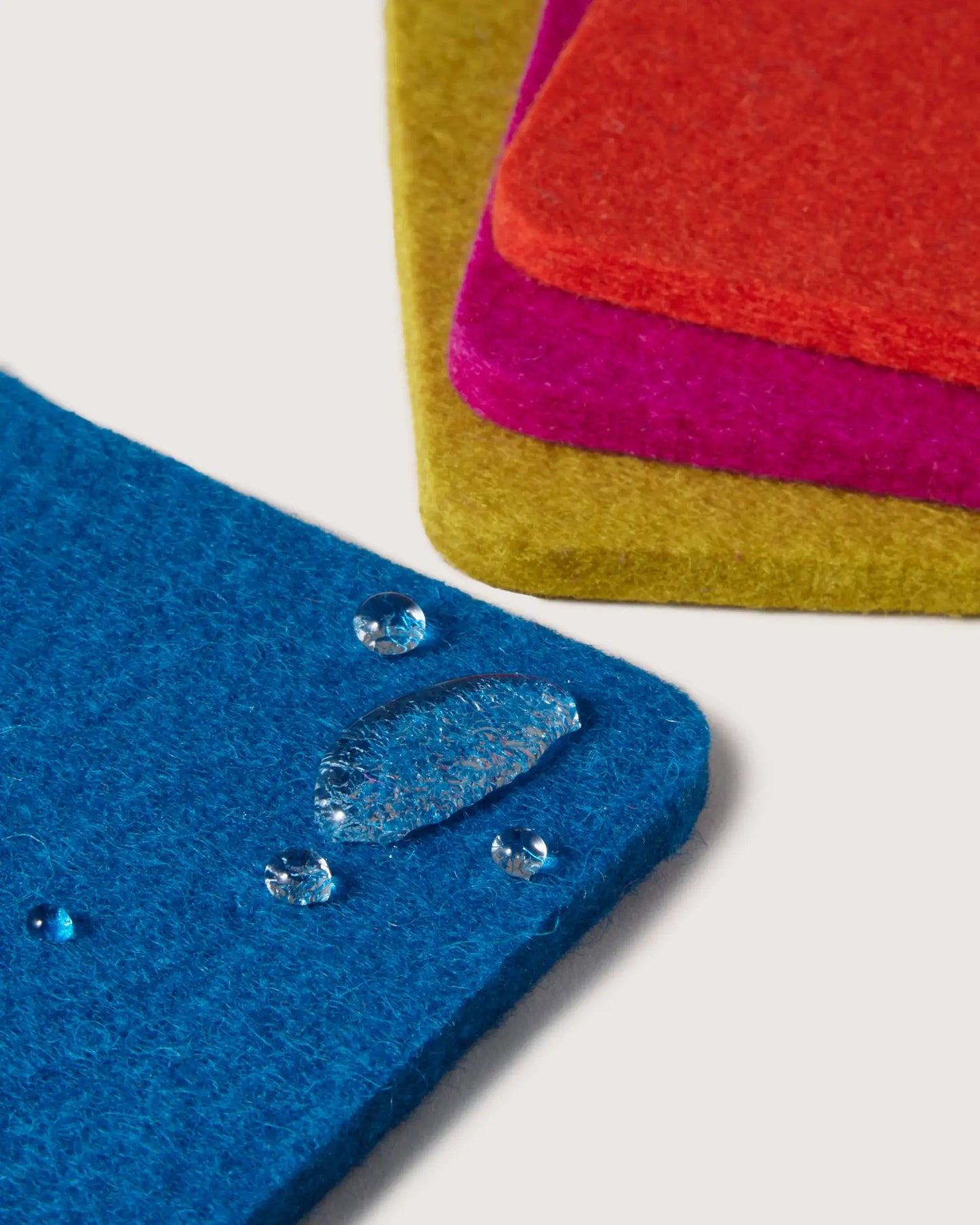 Bierfilzl Merino Wool Felt Sqaure Coaster Multi 4 Pack: Electric