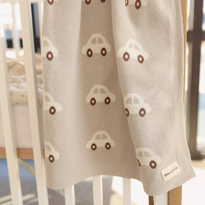 100% Luxury Cotton Receiving Swaddle Baby Blanket - Cars: Grey