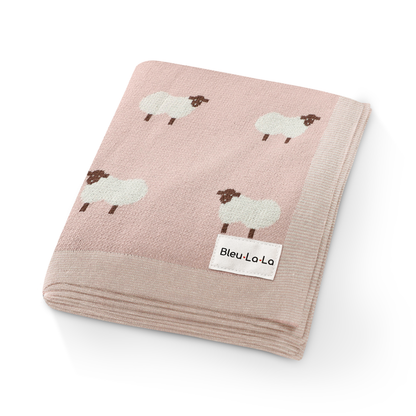 100% Luxury Cotton Swaddle Receiving Baby Blanket - Sheep: Grey