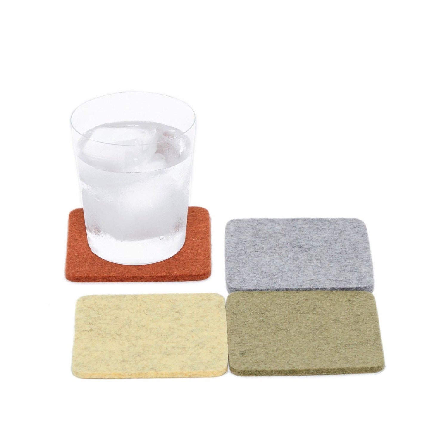 Bierfilzl Merino Wool Felt Square Coaster Multi 4 Pack: Ikebana