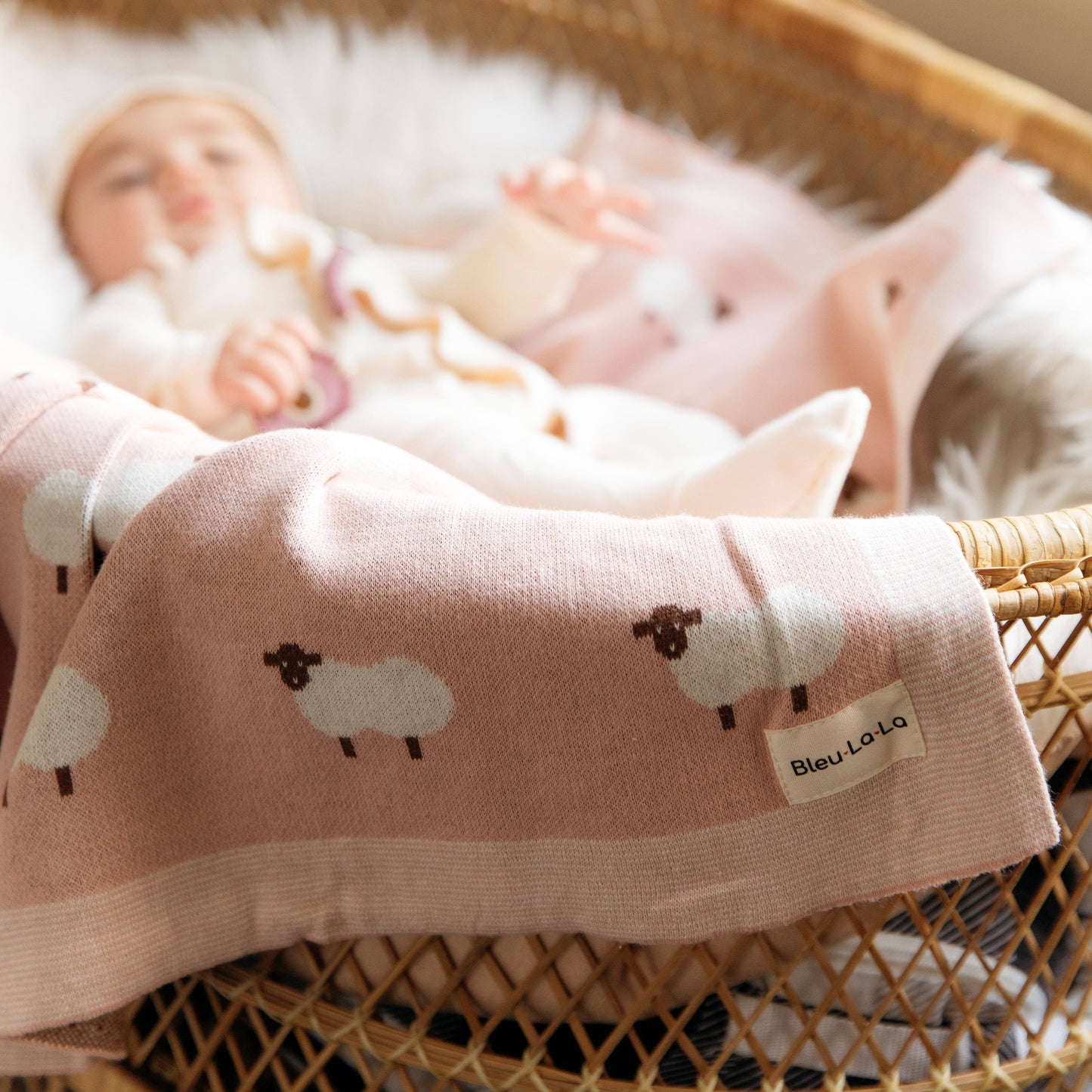 100% Luxury Cotton Swaddle Receiving Baby Blanket - Sheep: Grey