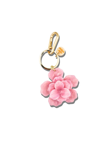 Handmade Origami Gardenia Flower Bag Charm + Keychain: Pink