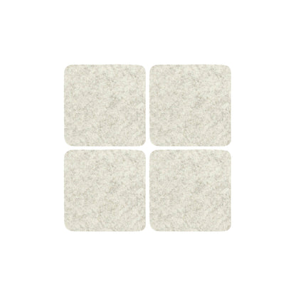 Bierfilzl Merino Wool Felt Square Coaster Solid 4 Pack: Heather White