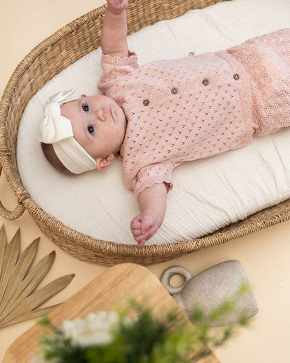 Emily Pointelle Baby Shirt & Shorts Set (Organic Cotton): Baby Pink / 6-12M
