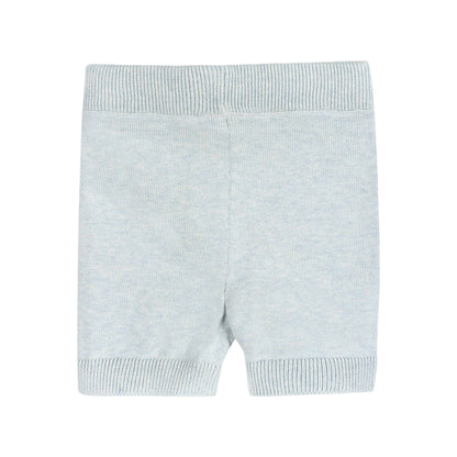 Miles Wave Textured Baby Shirt & Shorts Set (Organic Cotton): Blue Heather / 18-24M