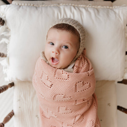 100% Luxury Cotton Receiving Swaddle Baby Blanket - Heart: Taupe