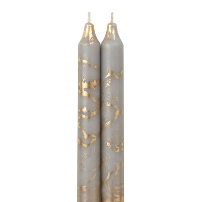 12" Decorative Taper 2pk: Graphite w/ Gold