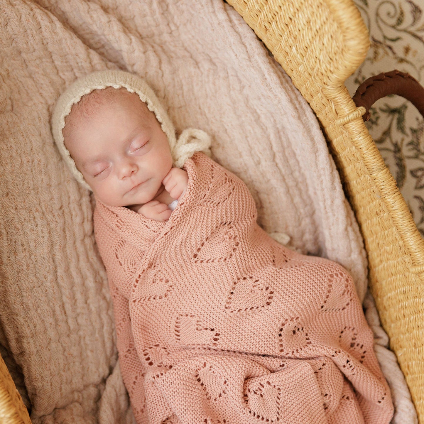 100% Luxury Cotton Receiving Swaddle Baby Blanket - Heart: Denim Blue