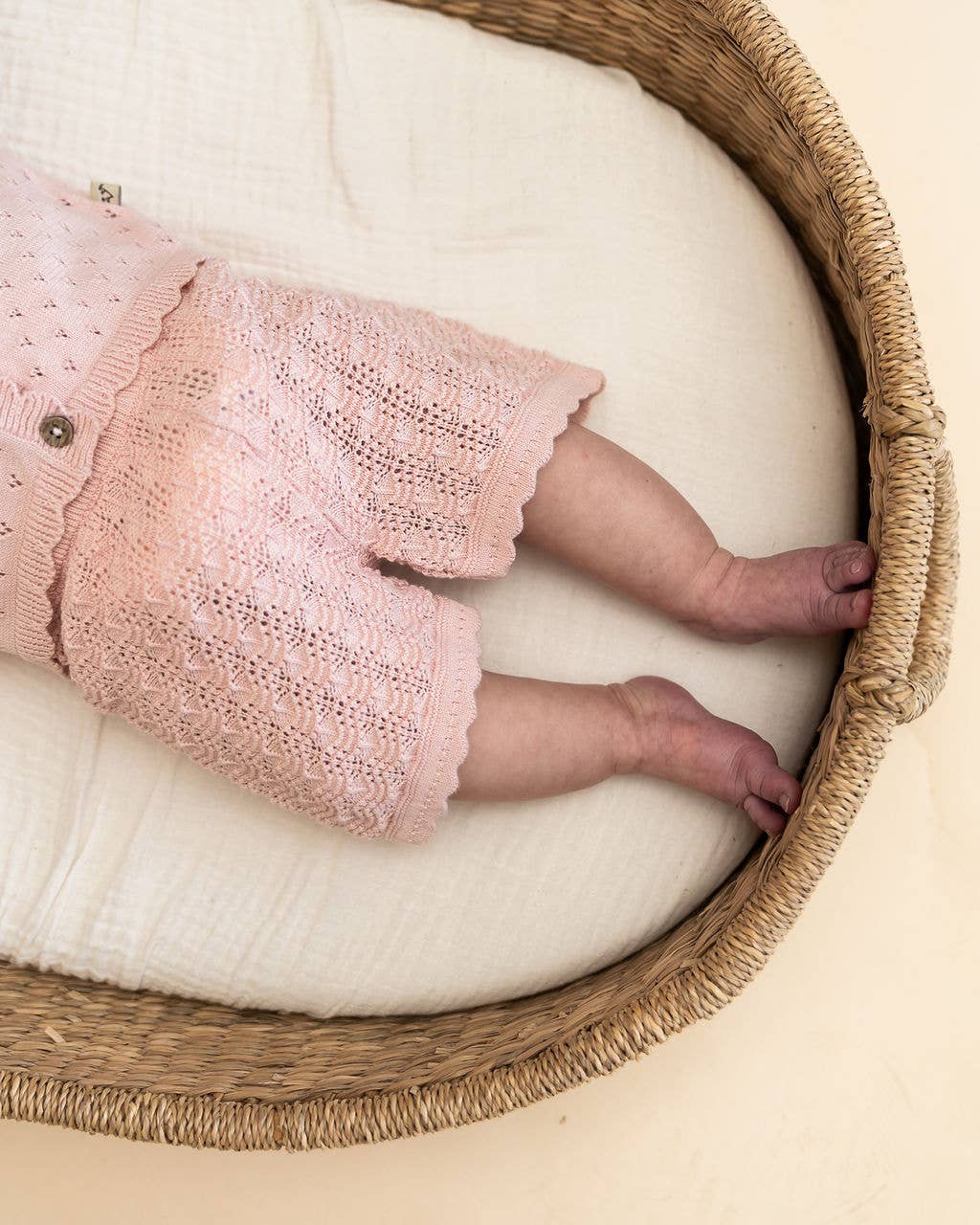 Emily Pointelle Baby Shirt & Shorts Set (Organic Cotton): Baby Pink / 18-24M