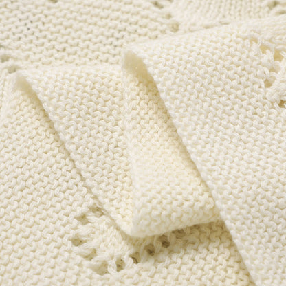 100% Luxury Cotton Receiving Swaddle Baby Blanket - Heart: Cream