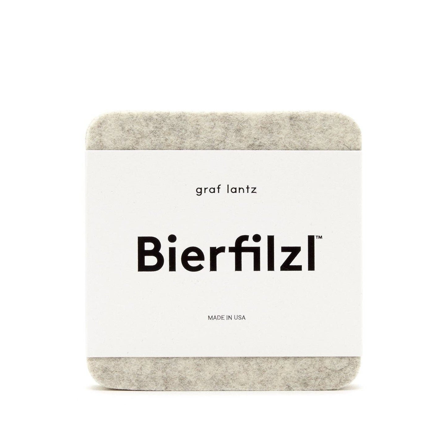 Bierfilzl Merino Wool Felt Square Coaster Solid 4 Pack: Heather White