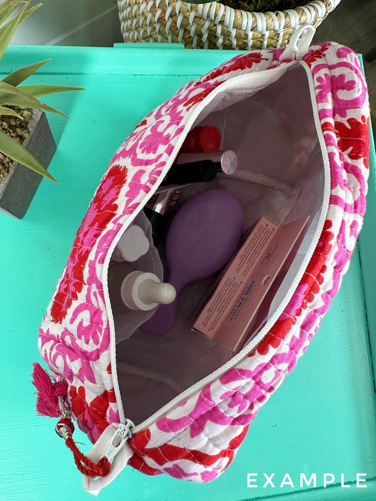 Cosmetics Bag | Quilted Makeup Bags | Toiletry Bag  | Aqua