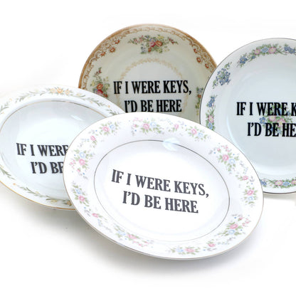 Vintage Upcycled 8" Key Bowl Program "If I Were Keys I'd..."