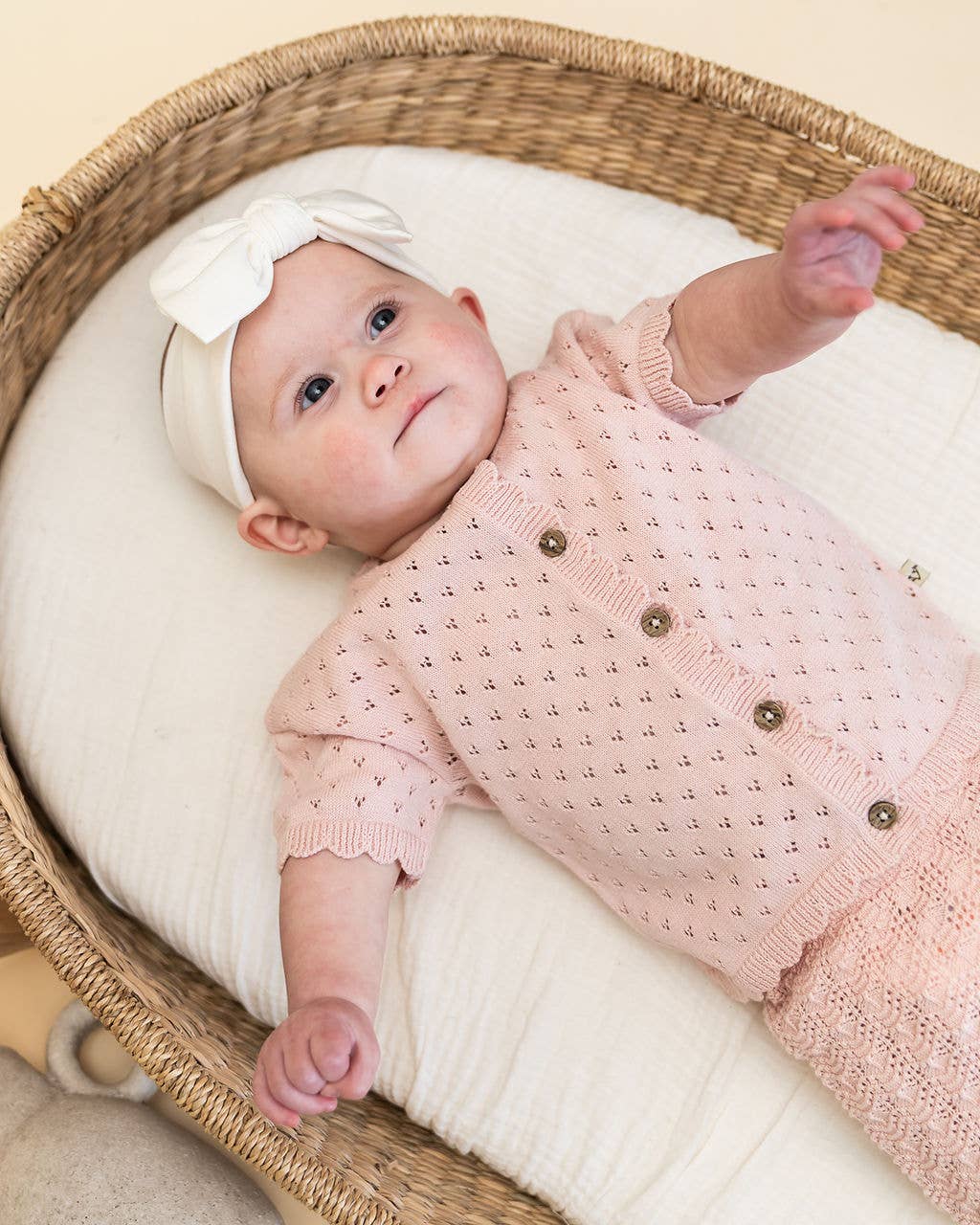 Emily Pointelle Baby Shirt & Shorts Set (Organic Cotton): Baby Pink / 18-24M