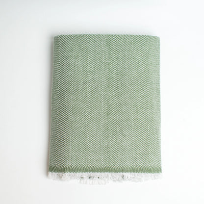 Green Cashmere Reversible Luxury Blanket Travel Throw 56X 90"