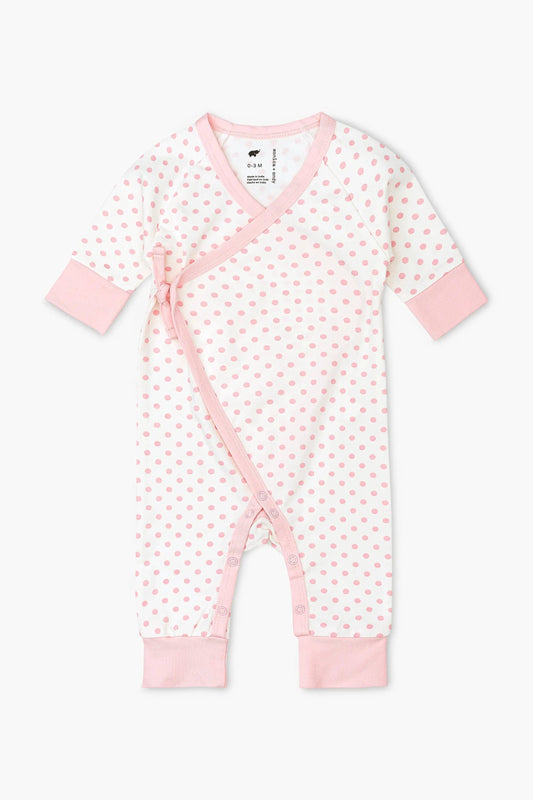 Kimono Tie Light Pink Polka Dots / 3-6m